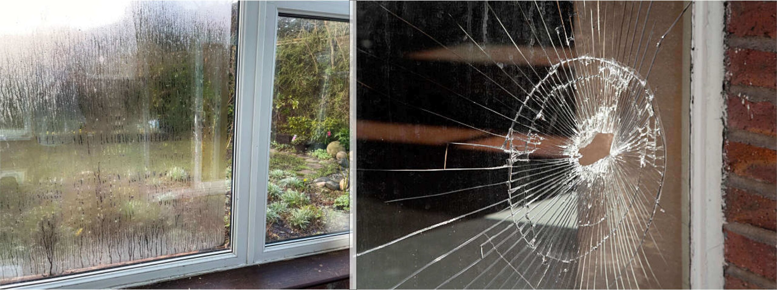 broken and foggy glass window and door repair